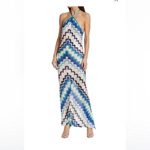 Alexis Celestine Printed Halter Maxi Dress in Blue Wave